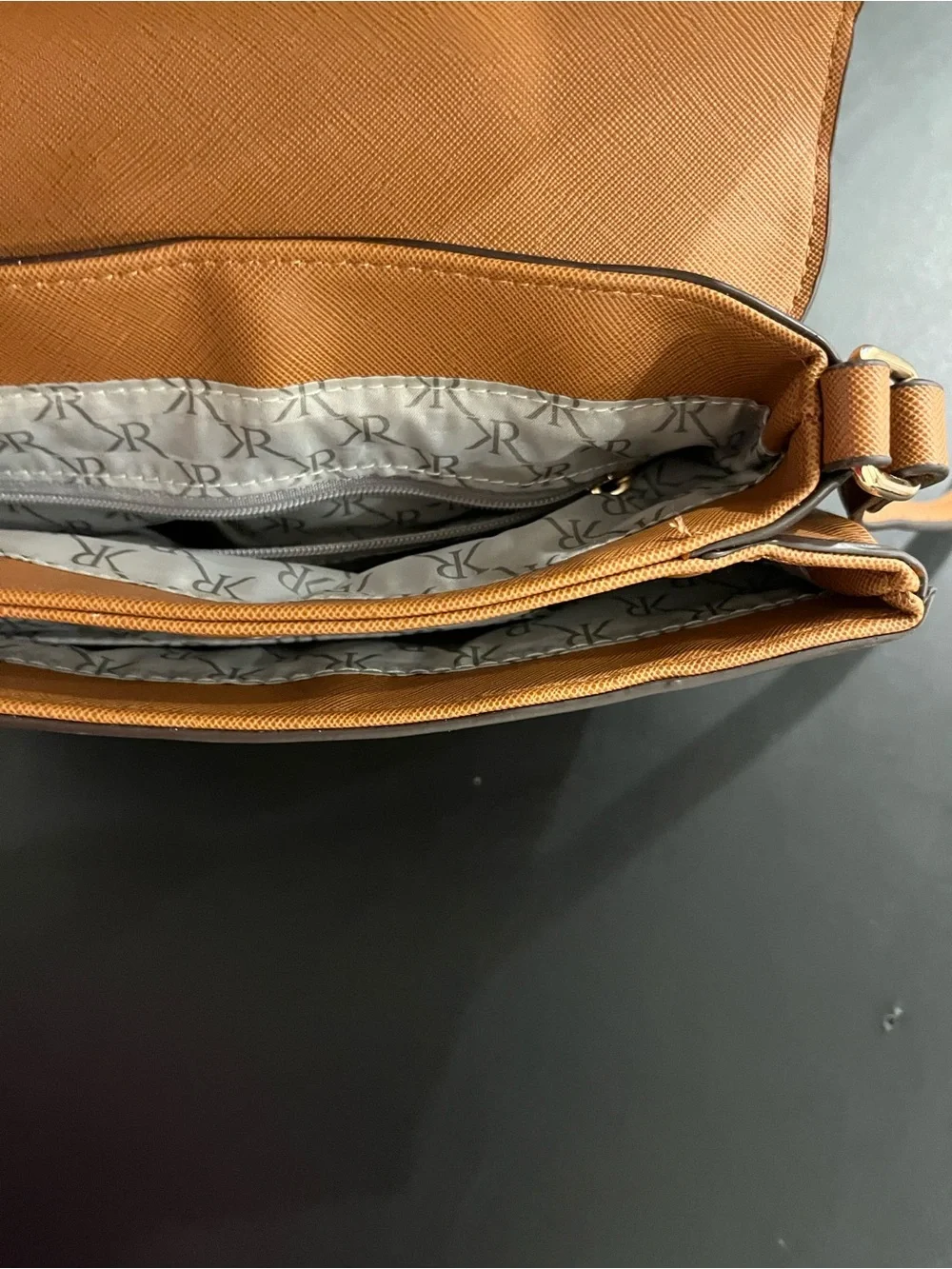 Tan Crossbody Bag with Gold Accent